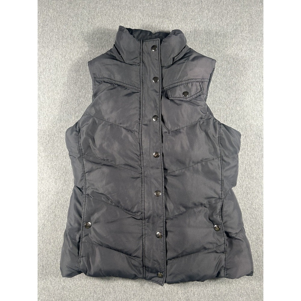 Banana Republic Black Sherpa-Lined Chevron Puffer Vest Small